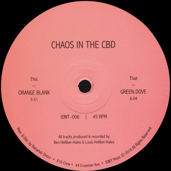 Chaos In The CBD — Orange Blank / Green Dove (12")